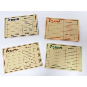 Vintage Buzzwords Game Score Sheets Set Of 4 Colors Green Blue Red & Brown